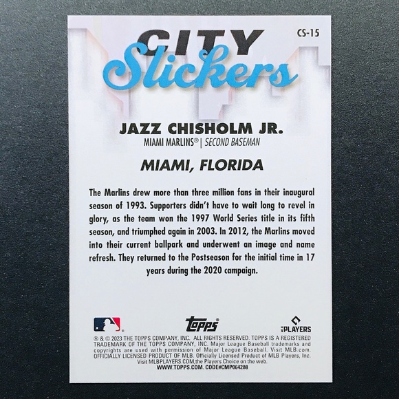 Jazz Chisholm Jr. - 2023 Topps Big League City Slickers #CS-15 - Picture 2 of 2